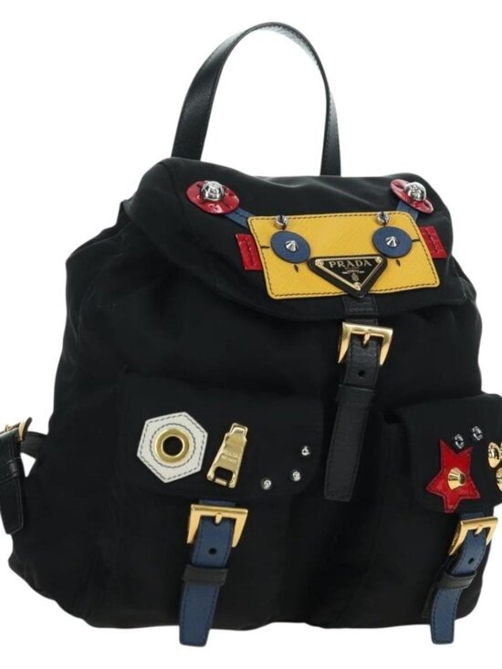 PRADA Robot Backpack Nylon Black Silver Auth 176514SAV main image 14